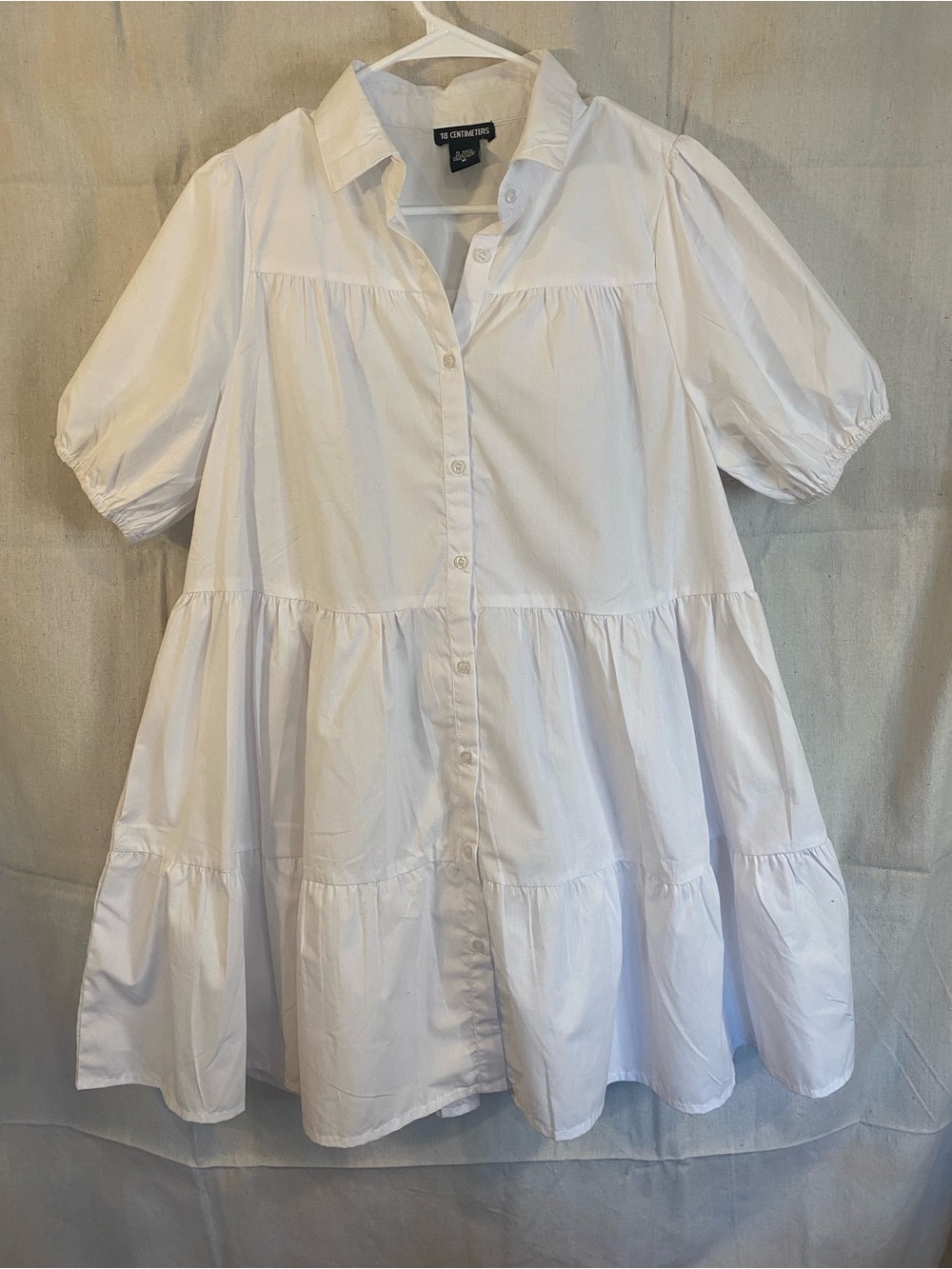 Women’s White Tiered Mini Shirt Dress
